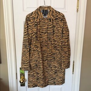 INC International Concepts Tiger-Striped Black and Tan Coat